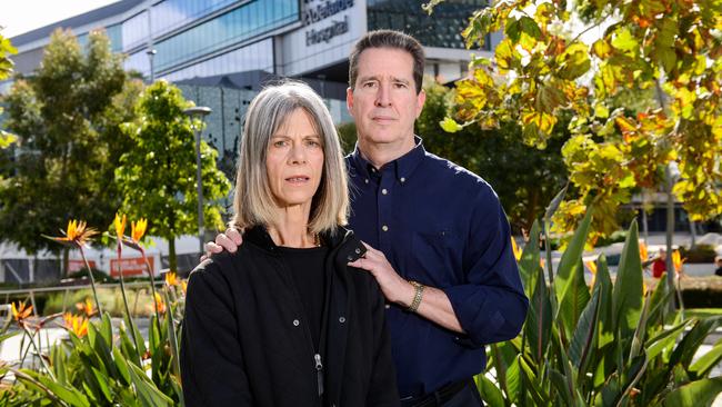 Robyn Adams and her husband Jerry outside the RAH. Picture: Brenton Edwards