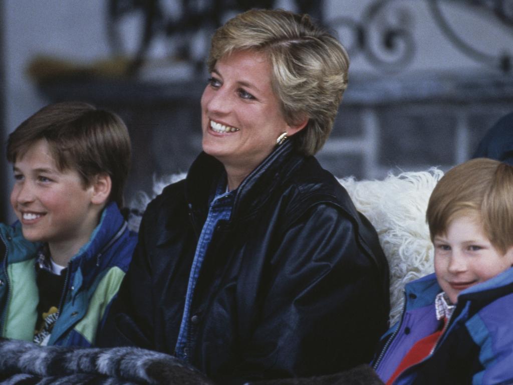 Princess Diana with her sons Prince William (left) and Prince Harry. Kate Middleton and William included Diana in their Mother’s Day tribute. Picture: Jayne Fincher/Princess Diana Archive/Getty Images