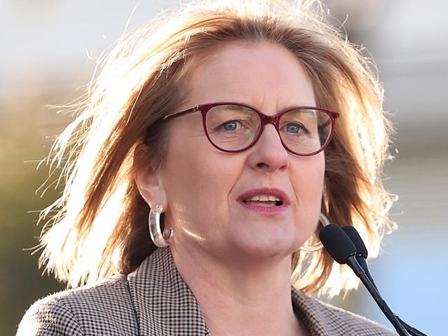 MELBOURNE, AUSTRALIA - SEPTEMBER 14: Jacinta Allan, Premier of Victoria speaks during a Welcome Home Event for Australia's Olympian and Paralympians at Olympic Park on September 14, 2024 in Melbourne, Australia. (Photo by Kelly Defina/Getty Images)