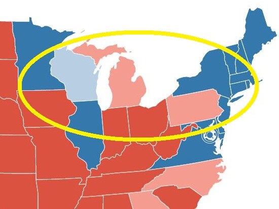 There was big movement towards Joe Biden in Wisconsin, Michigan and Pennsylvania overnight - all states in the so-called "Rust Belt".