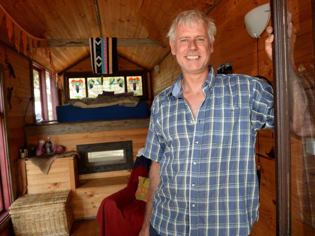 Rob Scott’s tiny house houses a double bed, storage and couches. Picture: Kylie Else