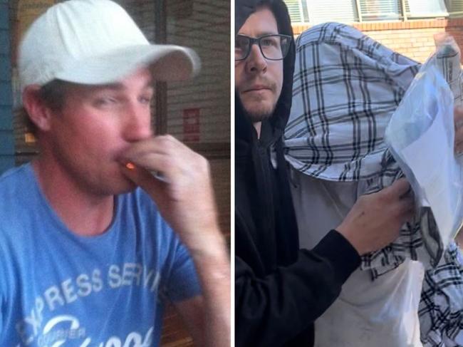 Victims Bobby Kelsall (left) and Stephen Lippis (right) were killed by Nathan Bernhard last night after he allegedly drunkenly ran them over with his ute. Pictures: Bobby and Stephen, Facebook, Nathan and his brother, pictured in a black hoodie, (middle), Tom McGann.