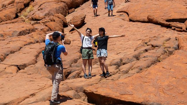 The Uluru climb closed at 4pm with tourists climbing by the thousands across the past week. Picture: EMMA MURRAY