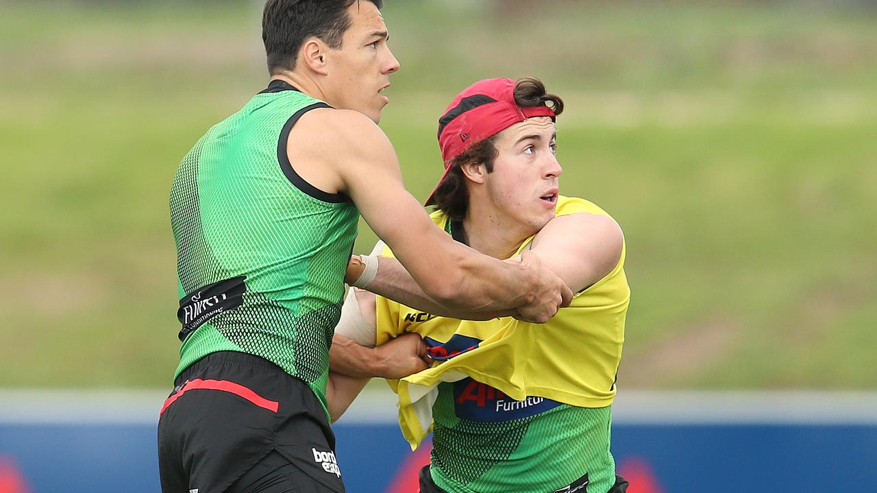 Graham Cornes took Bomber Andrew McGrath, right, very early on draft night.