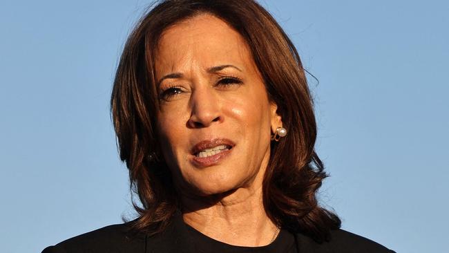 CHARLOTTE, NORTH CAROLINA - OCTOBER 05: Democratic presidential nominee, Vice President Kamala Harris speaks to the media before boarding Air Force Two after assessing the Hurricane Helene recovery response in North Carolina on October 5, 2024 in Charlotte, North Carolina. Harris was briefed on recovery operations at the Charlotte Air National Guard Base, visited a donation drop-off site for storm victims and met with impacted families. According to the Vice Presidentâs office, 74 percent of people who lost electricity during the storm now have power restored.   Mario Tama/Getty Images/AFP (Photo by MARIO TAMA / GETTY IMAGES NORTH AMERICA / Getty Images via AFP)