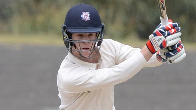 Premier Cricket: Greenvale V Melbourne. Melbourne batsman Sam Harper. Picture: Kylie Else