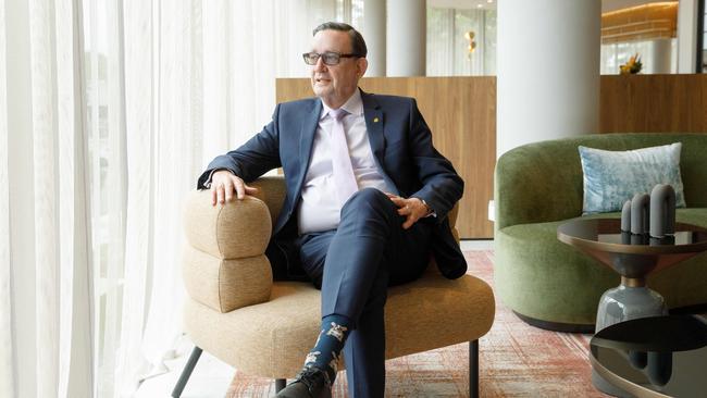 Panthers CEO Brian Fletcher at the Marcel bar and bistro in the recently completed Pullman Sydney Panthers hotel. Picture: Max Mason-Hubers