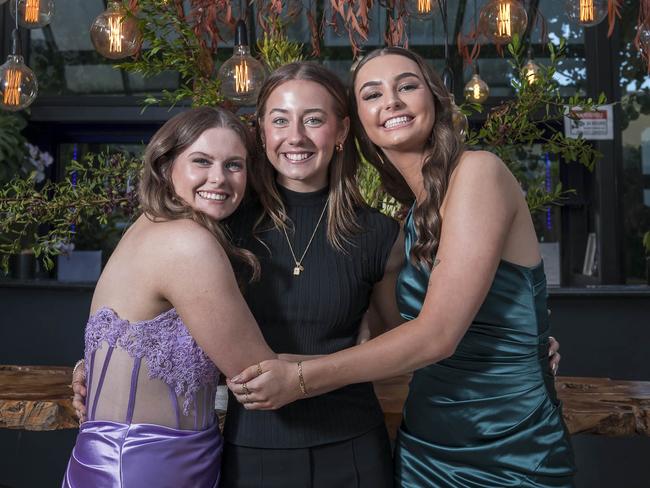 Shelbii Chinnock, Isobel Gray and Chloe Brittain - St Mary's College leavers dinner 2024. Picture: Caroline Tan