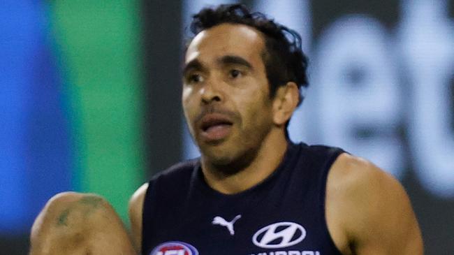 MELBOURNE, AUSTRALIA - AUGUST 21: Eddie Betts (left) and Levi Casboult of the Blues look on during the 2021 AFL Round 23 match between the Carlton Blues and the GWS Giants at Marvel Stadium on August 21, 2021 in Melbourne, Australia. (Photo by Michael Willson/AFL Photos via Getty Images)