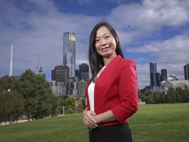 Melbourne mayoral candidate Jennifer Yang in Birrarung Marr today.Picture by Wayne Taylor 3rd April 2018.