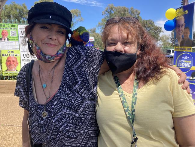 Kathryn Endacott, Skittles the parrot and Debra Perreau. Picture: Ryan Young