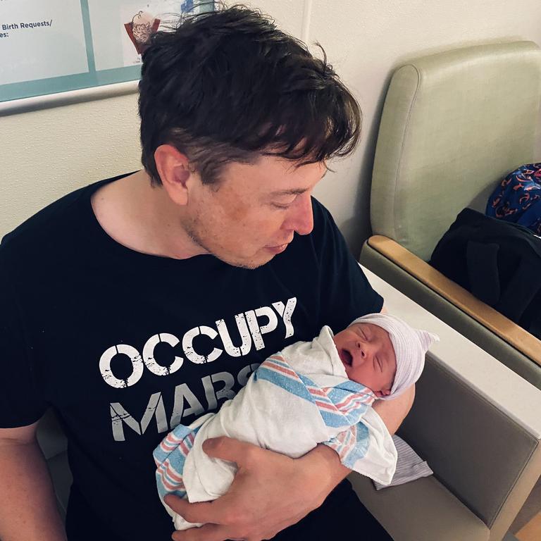 Musk and Grimes’ baby boy ‘X Æ A-12 Musk’ was born in 2020. Picture: Twitter