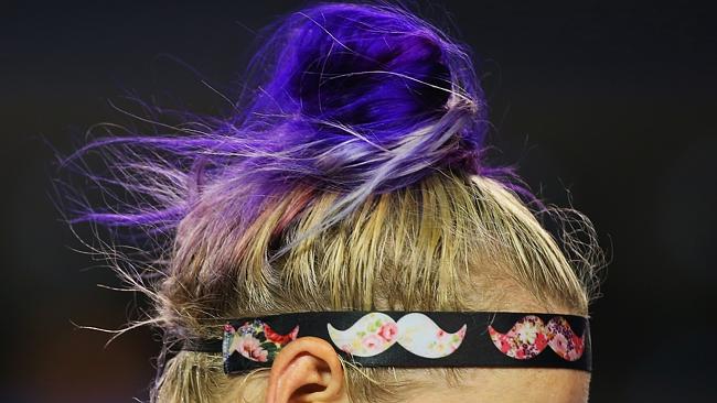 Bethanie Mattek-Sands's hair during her first round match against Maria S...