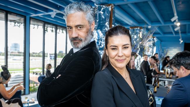 Lauren Phillips with friend and famous Hollywood director Taika Waititi at Derby Day. Picture: Jake Nowakowski