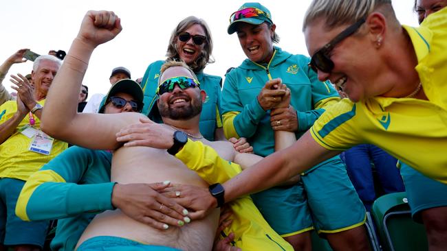 Aaron Wilson of Team Australia celebrates winning gold