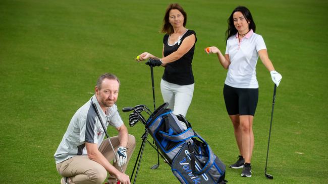 The Newhouse family, are upset Sanctuary Lakes Golf course has been closed to coronavirus fears. Picture: Mark Stewart