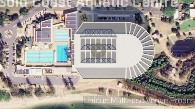 Artist impression of a proposed upgrade of the Gold Coast Aquatic Centre in Southport.