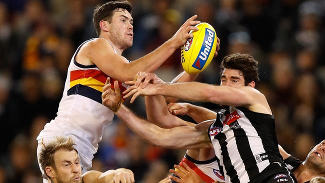 Adelaide — and Collingwood fans — won’t soon forget this absolute screamer from Mitch McGovern. Picture: Getty Images