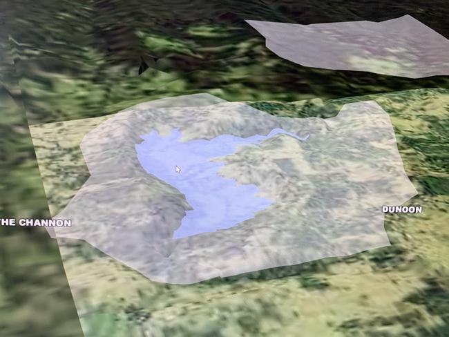 A 3D model of the porposed Dunoon dam, part of a digital map created by Rous County Council.