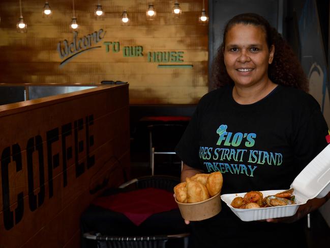 TASTE: Seafood Boil. Florrie Schwartz with  traditional Torres Strait scones and a seafood boil. Picture: Evan Morgan