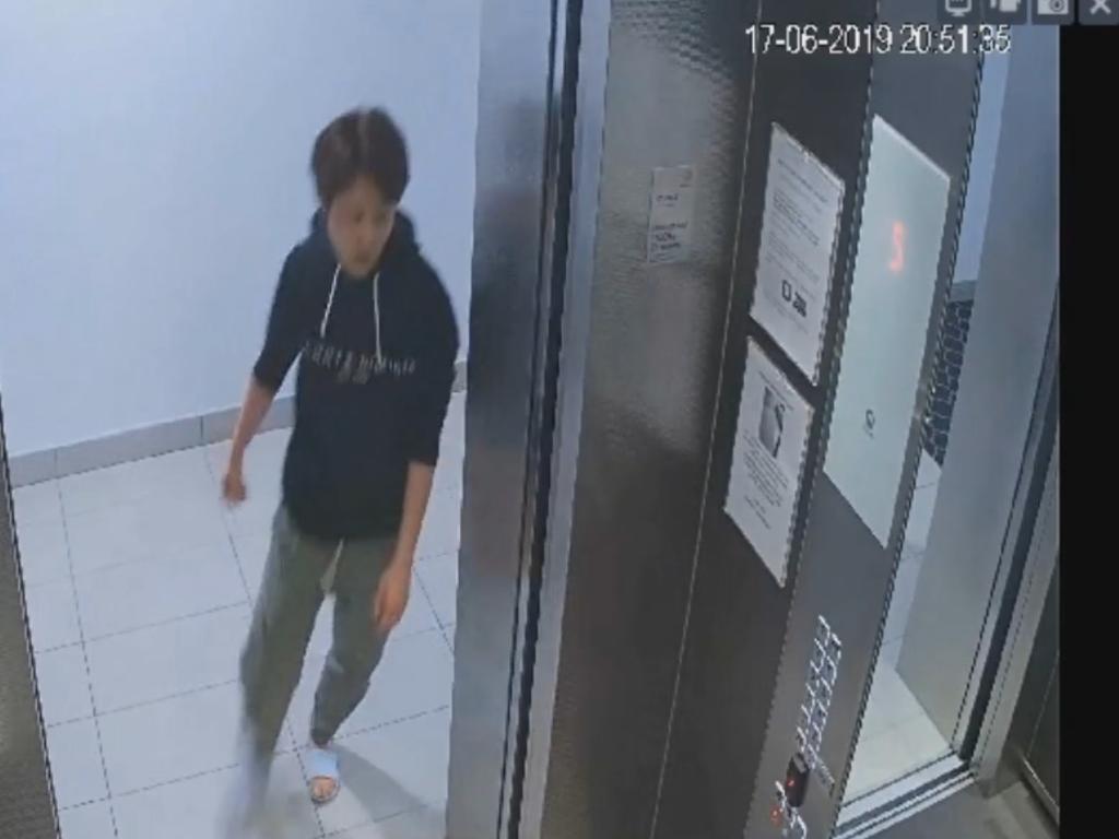 CCTV shows Wang in the elevator of her Zetland apartment moments before she stabbed her former lover. Picture: Courts NSW via NCA NewsWire
