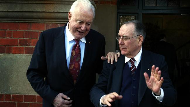 Gough Whitlam with speechwriter Graham Freudenberg. Picture: Renee Nowytarger