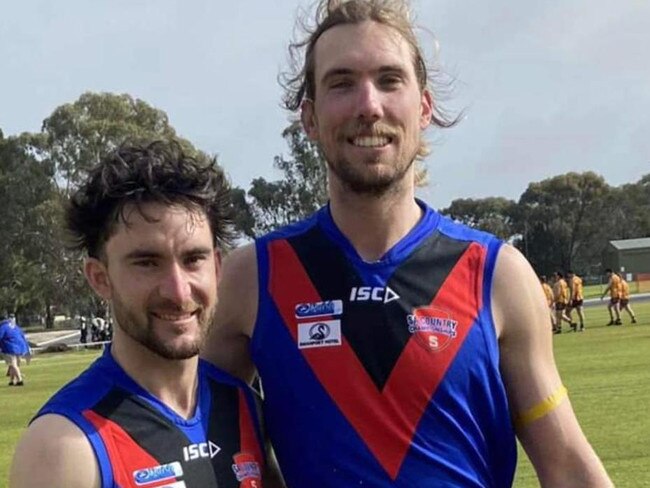 Dan Woolford (left) with star Renmark teammate Zach Gartery. Picture: Renmark Football Club