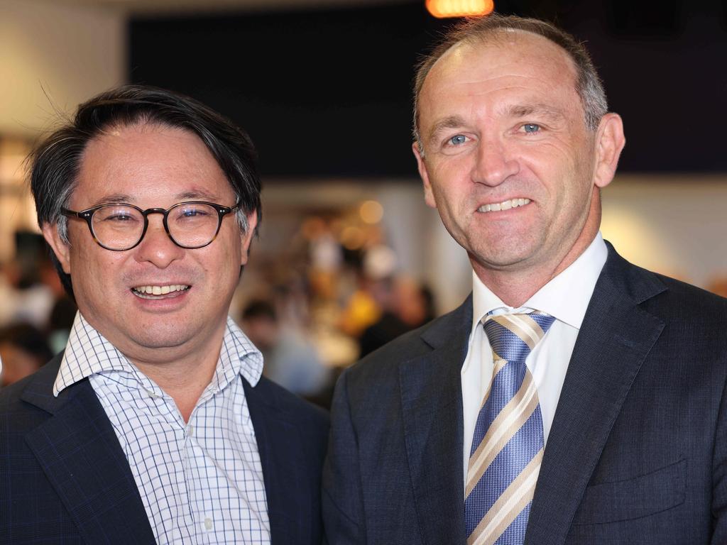 Simon Chan and Mark Adams at the Storyfest – Boost Your Business – luncheon at Bond University. Picture, Portia Large.
