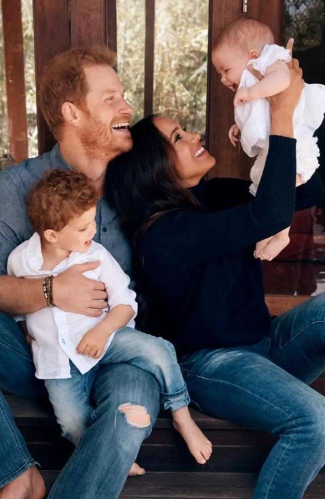 Harry and Meghan with Archie and Lilibet. Picture: Alexi Lubomirski/The Times