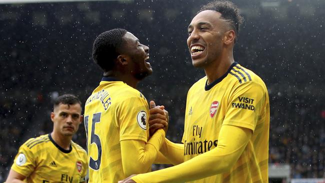 Pierre-Emerick Aubameyang scored the only goal against Newcastle. Photo: Owen Humphreys/PA via AP