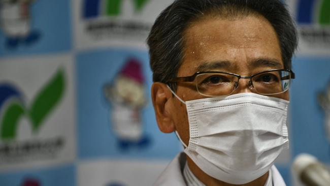 Kimihiko Kichikawa, the head of the Nara Medical University Hospital, speaks during a press conference in Kashihara, Nara Prefecture, where former Japanese prime minister Shinzo Abe was taken after being shot earlier in the day in Nara on July 8, 2022. - Japan's former prime minister Shinzo Abe has been confirmed dead after he was shot at a campaign event in the city of Nara on July 8, 2022, public broadcaster NHK and Jiji news agency reported. (Photo by Philip FONG / AFP)