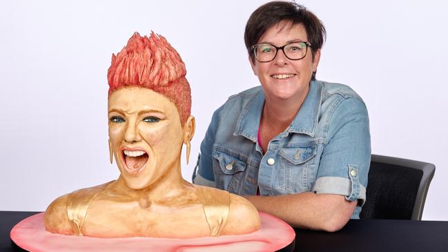 Renee Jarrett, of Daisy Cakes and Bakes, Currimundi, makes life size cake of famous singer P!nk. Picture - contributed.