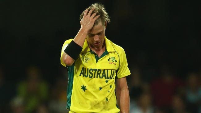 SYDNEY, AUSTRALIA - MARCH 08: Xavier Doherty of Australia looks dejected during the 2015 ICC Cricket World Cup match between Australia and Sri Lanka at Sydney Cricket Ground on March 8, 2015 in Sydney, Australia. (Photo by Mark Kolbe/Getty Images)