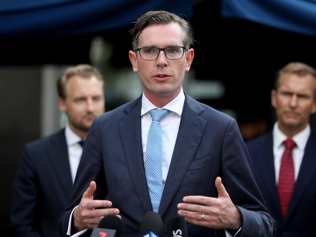 SYDNEY, AUSTRALIA - NewsWire Photos FEBRUARY 4, 2021: Treasurer Dominic Perrottet pictured speaking at a press conference in Manly about support for Northern Beaches businesses who suffered during lock down.Picture: NCA NewsWire / Damian Shaw