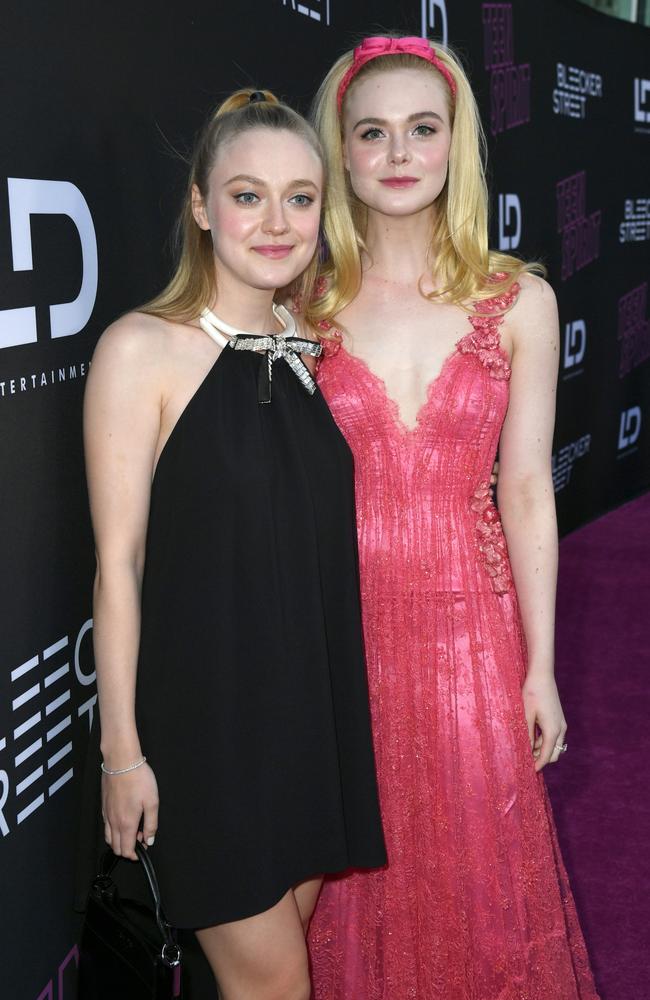 Elle Fanning, right, with her sister Dakota in 2019. Picture: Getty Images