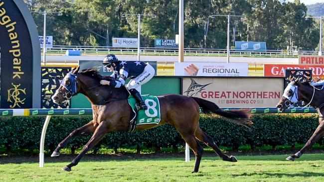 Trainer Aiden Nunn and jockey Teagan Voorham combine to win the Rockhampton Cup with Hype. Picture: Caught In The Act Photography CQ