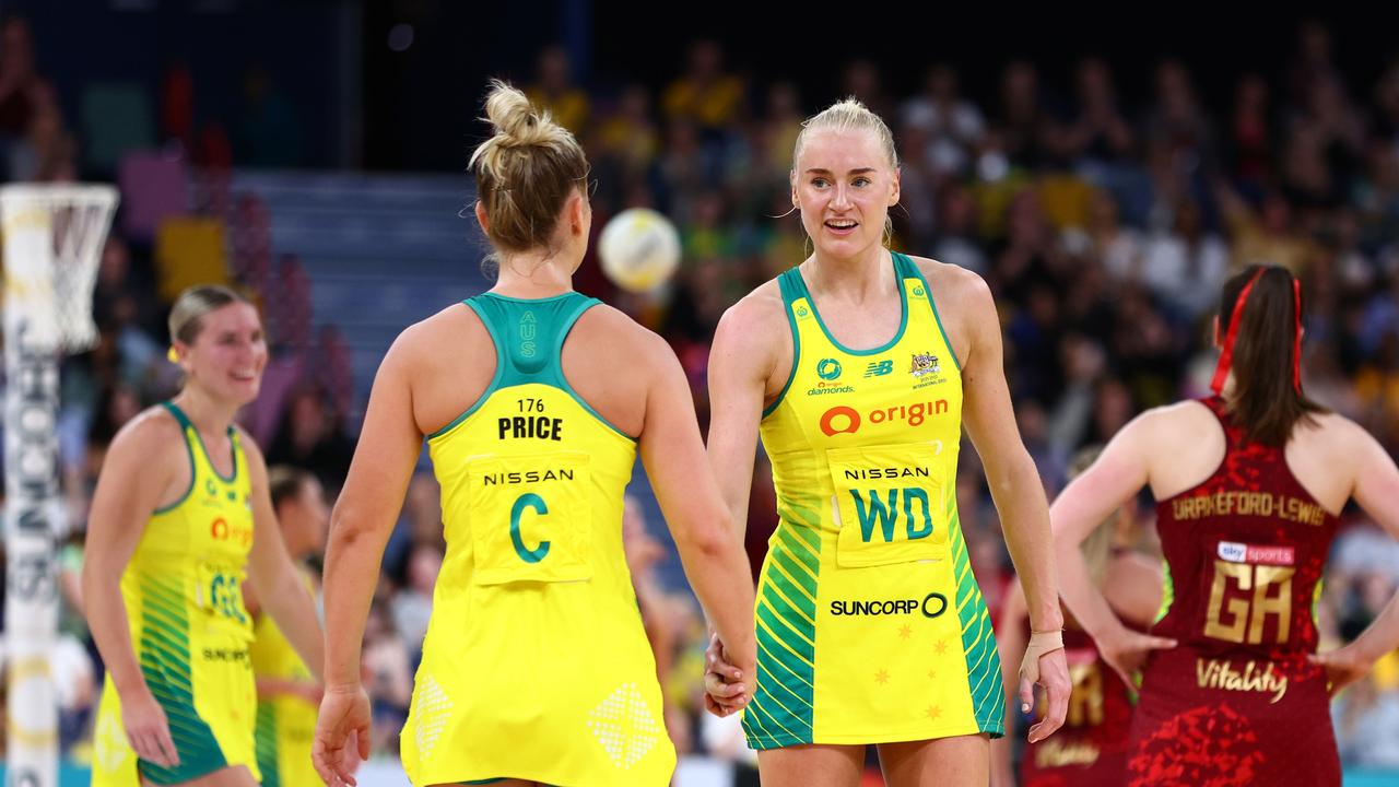 Jo Weston (R) is a walk-up start in the Diamonds’ defence – provided she is fit. Picture: Getty