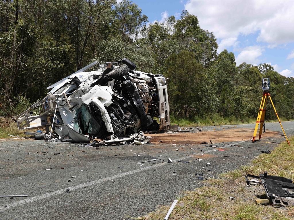 The scene of the Greenbank truck crash. Picture: Tara Croser