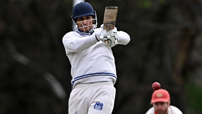 Greenvale KangaroosÃ Haseeb Qureshi during the Premier Cricket match between Greenvale Kangaroos and Casey-South Melbourne at Greenvale Reserve in Greenvale, Saturday, Oct. 14, 2023. Picture: Andy Brownbill