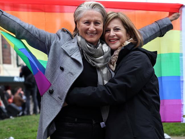 Marriage equality activists and partners Dr Kerryn Phelps and Jackie Stricker who were married overseas.