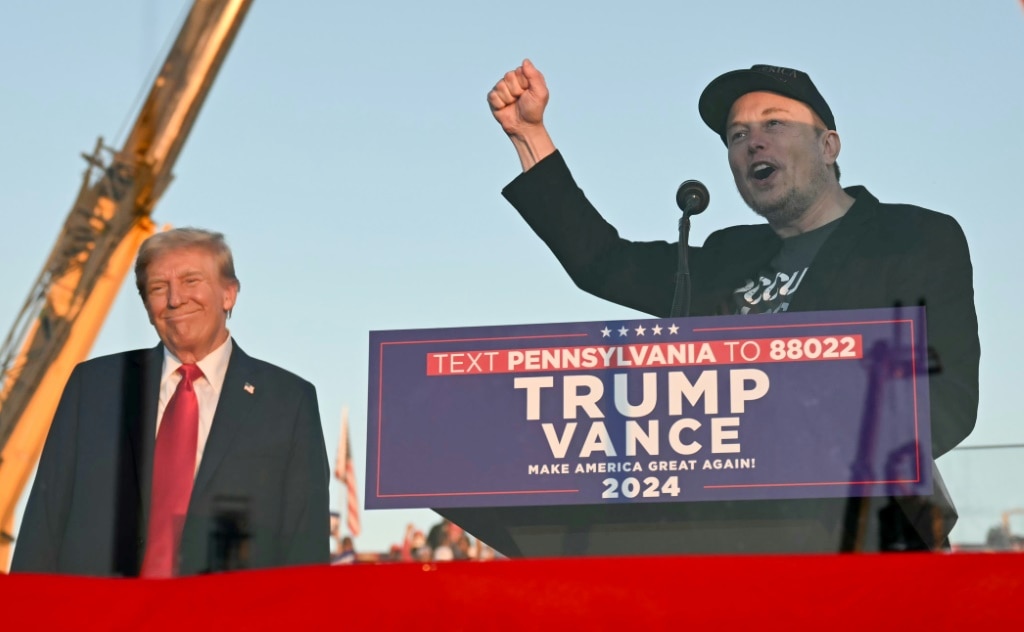 Billionaire Elon Musk at a rally in Butler, Pennsylvania, with Republican candidate Donald Trump