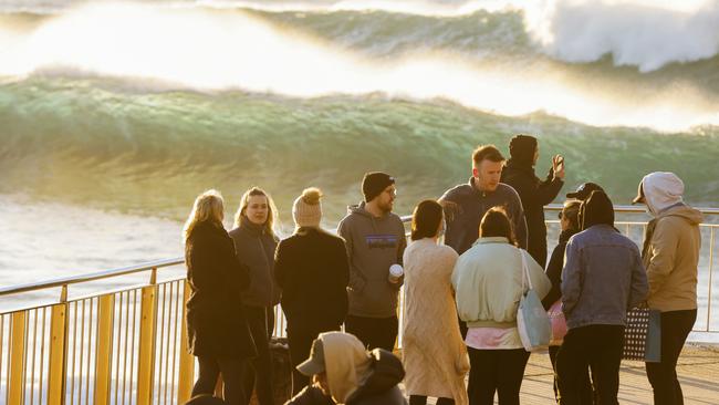 Despite lockdown restrictions in Sydney, these people were out and about, without a mask, at Bronte Beach on Thursday. Picture: Jenny Evans/Getty Images