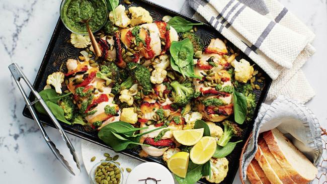 Hasselback Chicken with Lemon-Roasted Broccoli