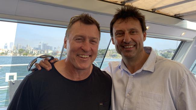 David Furner and Laurie Daley onboard Daley's annual grand final cruise.