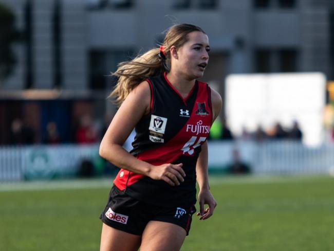 Bella Clarke made her debut with Essendon in the VFLW competition in 2022. Picture: AFL.