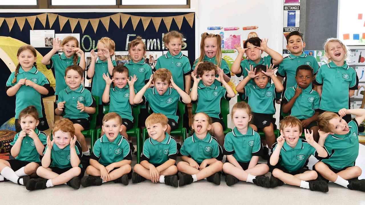 My First Year: St Joseph's School Preps, (back) Alayna, Charley, Zoe, Emersyn, Isla, Isaiah, Taison. (middle) Abigail, Archer, Tyde, Eddie, Nathan, Kiara, Brocklyn, Darcee. (front) Savanna-Rose, Gabe, Kyro, Nate, Liliana, Arleah, Archer, Corbin. Picture: Patrick Woods.