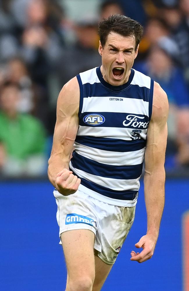 Jeremy Cameron kept the Cats alive in the first half. Picture: Quinn Rooney/Getty Images