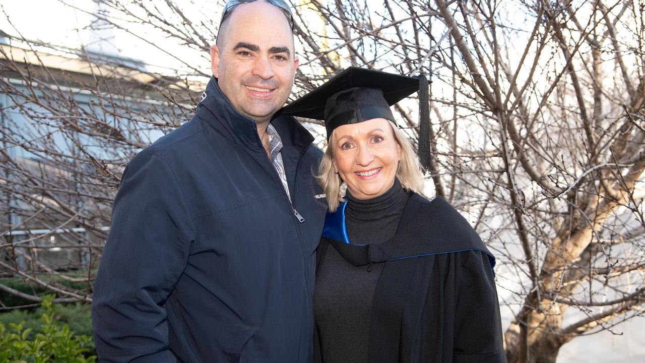 Master of Clinical Psyschology UniSQ graduate Faye Shann and her husband Blaise Shann. UniSQ graduation ceremony at Empire Theatre, Tuesday June 27, 2023.