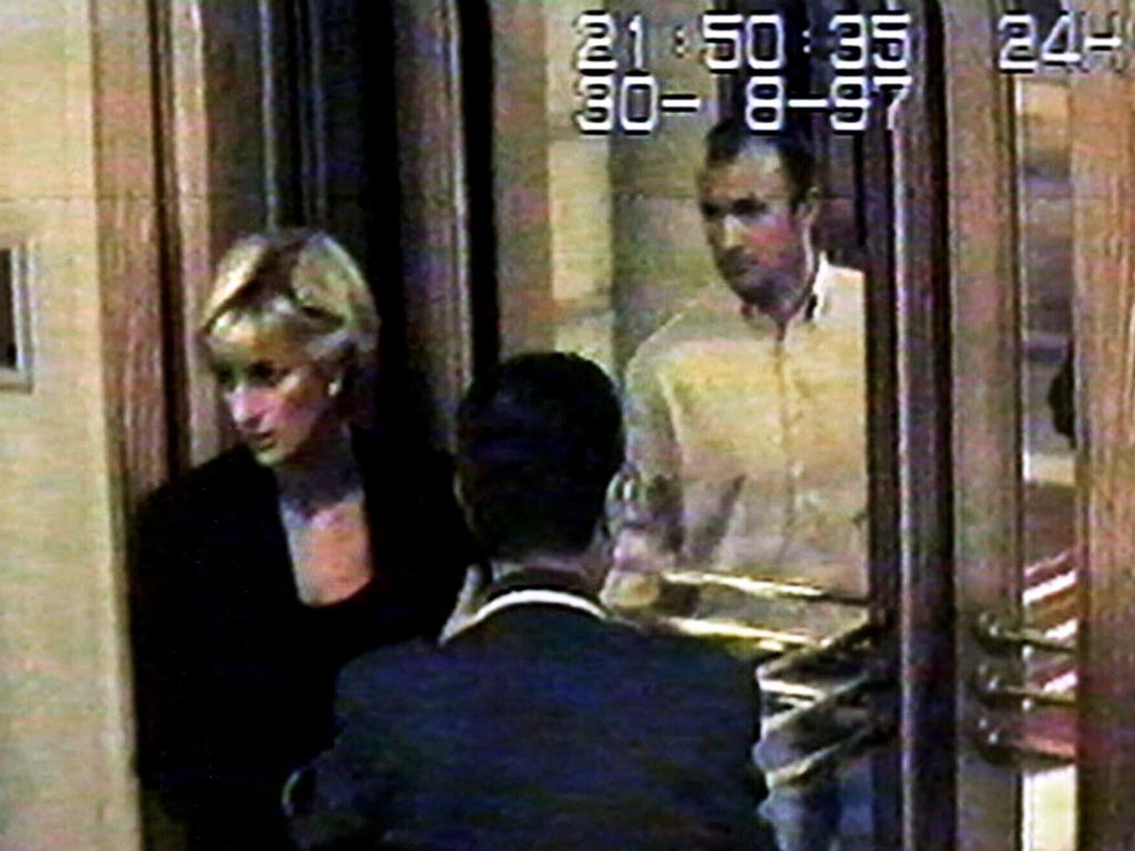 Hotel security camera image of Diana, Princess of Wales arriving at Ritz Hotel, Paris on August 31, 1997.