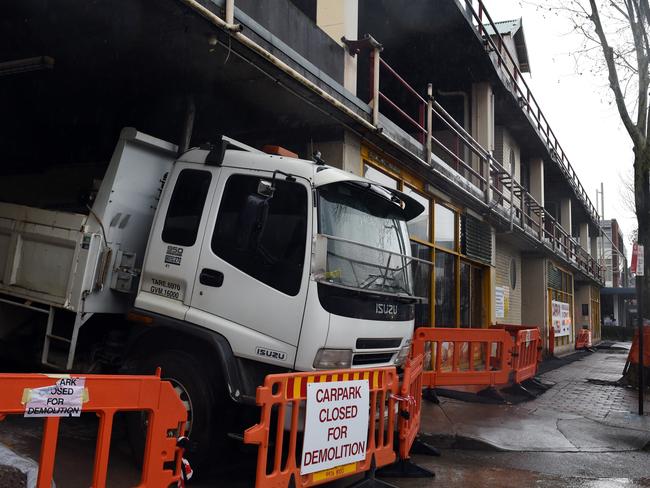 Construction work at the Alexander St carpark.